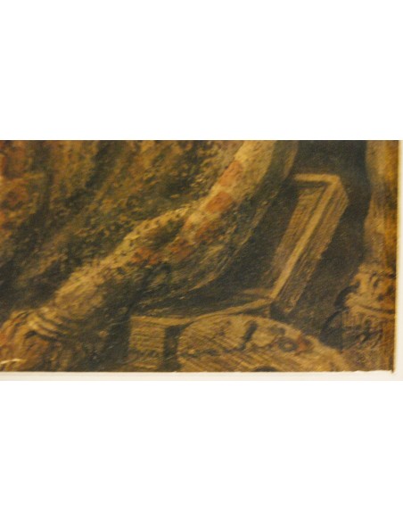 Dibujo al carboncillo y acuarelado de principio del siglo XIX (1810-1830)