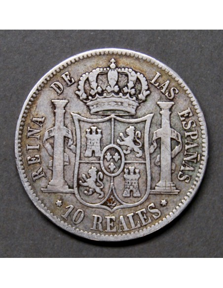 10 reales de plata del 1853, ceca de Madrid.