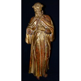 “San Francesco”, scultura in legno intagliato e dorato, XVIII secolo.