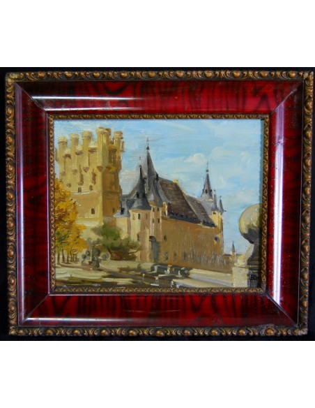 Enrique Giner Canet, vista del “Alcazar de Segovia”, óleo sobre tabla.