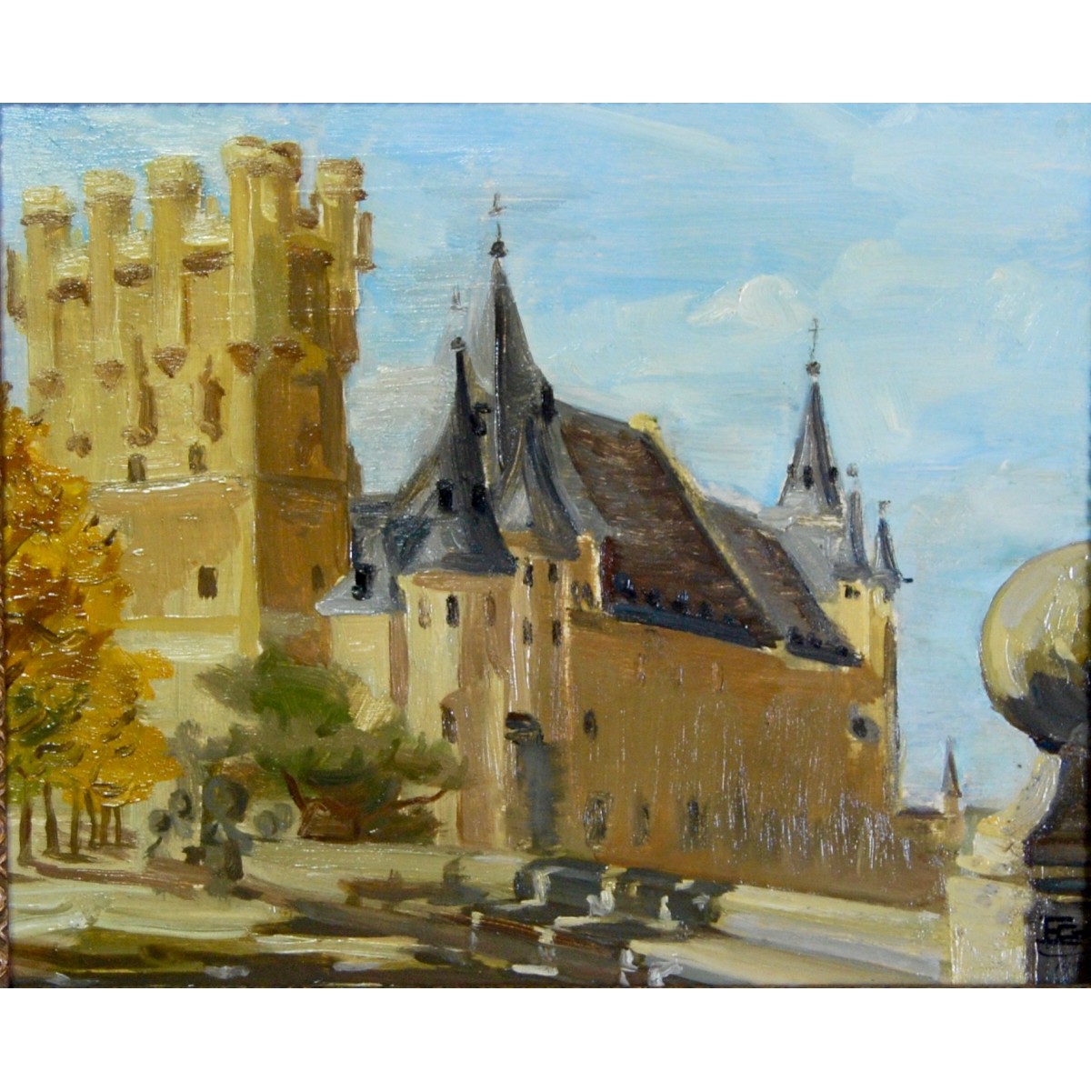Enrique Giner Canet, vista del “Alcazar de Segovia”, óleo sobre tabla.