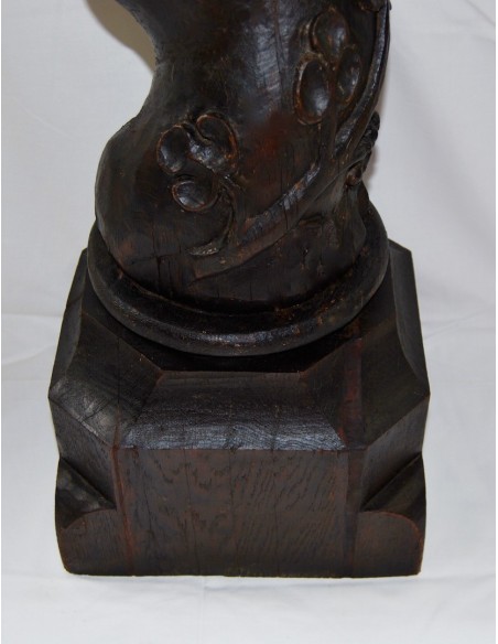 Baroque column in oak wood, 17th.