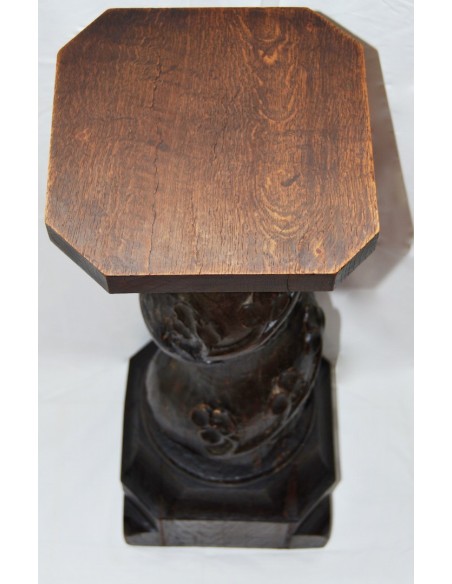 Baroque column in oak wood, 17th.