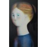 Antonio Bueno, color lithograph, portrait of woman.