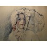 “Mujer con sombrilla” dibujo, principio del siglo XX 