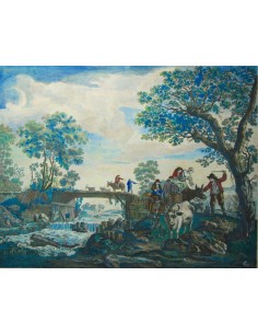 Grabado acuarelado del siglo XVIII. 2