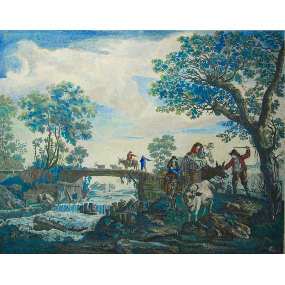 Grabado acuarelado del siglo XVIII.