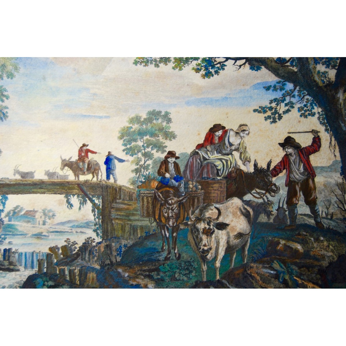 Grabado acuarelado del siglo XVIII.