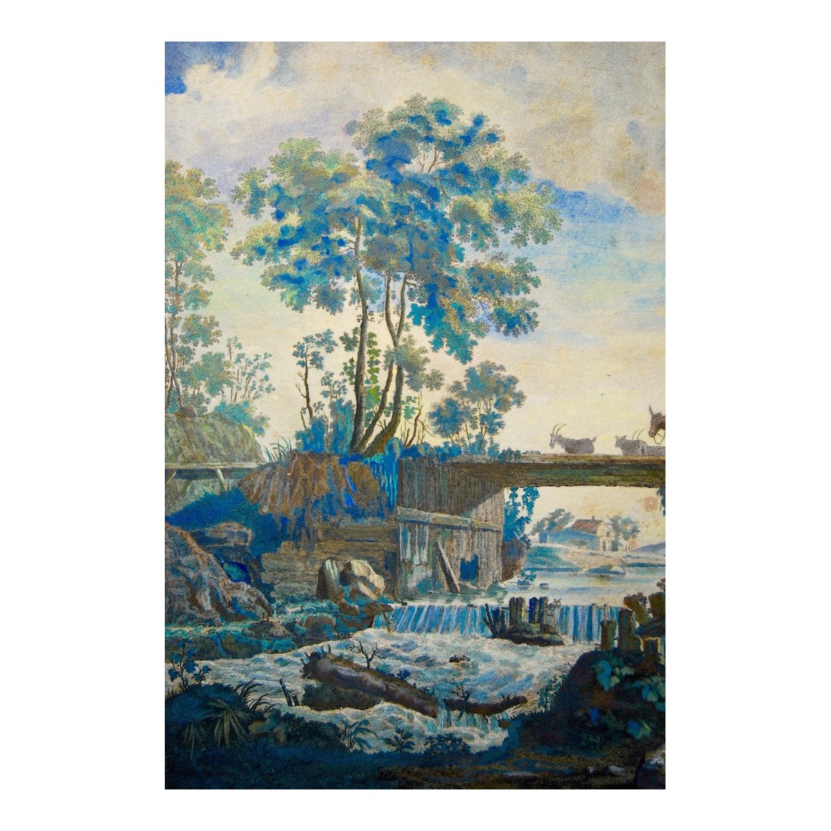 Grabado acuarelado del siglo XVIII.