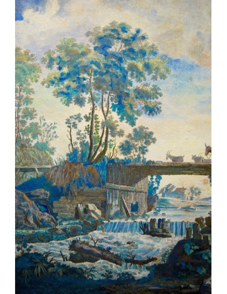 Grabado acuarelado del siglo XVIII.