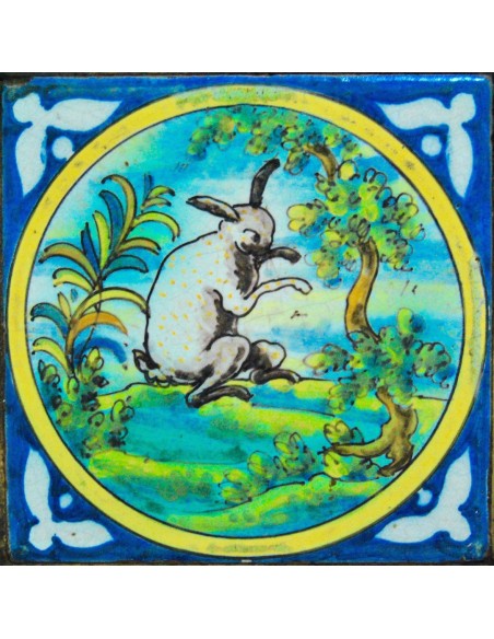 Azulejo “Liebre”, siglo XVIII, Talavera de la Reina.