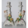 Coppia di candelieri di porcellana Dresden, primi 900