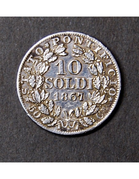 Moneda de 10 soldi de 1867, estado vaticano