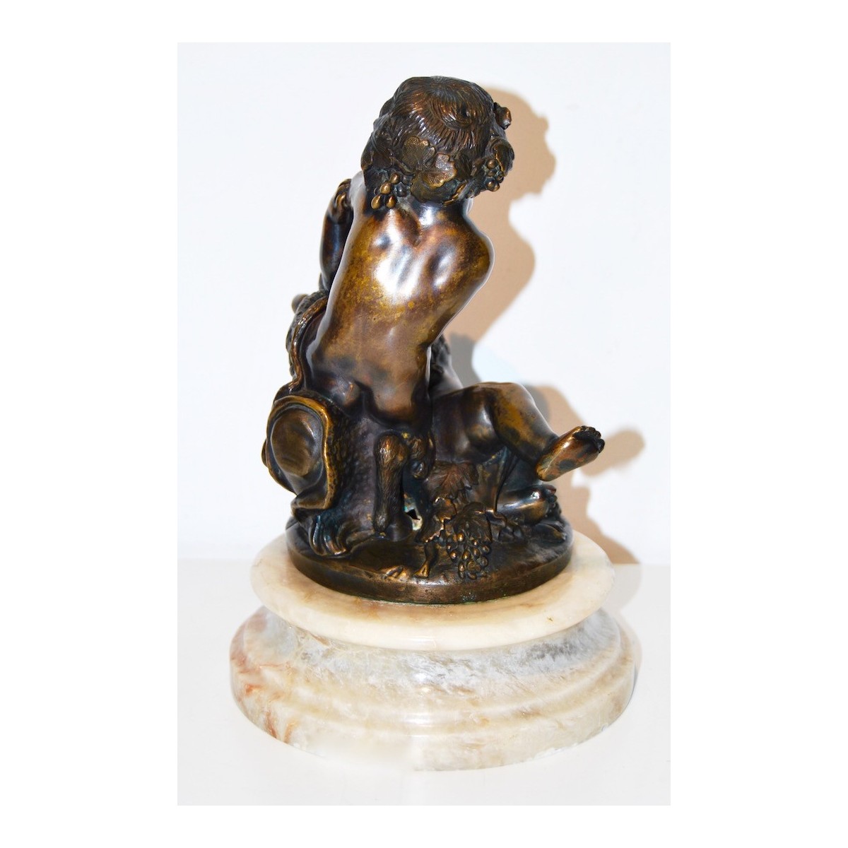 Baco con satiro, bronce del siglo XIX.