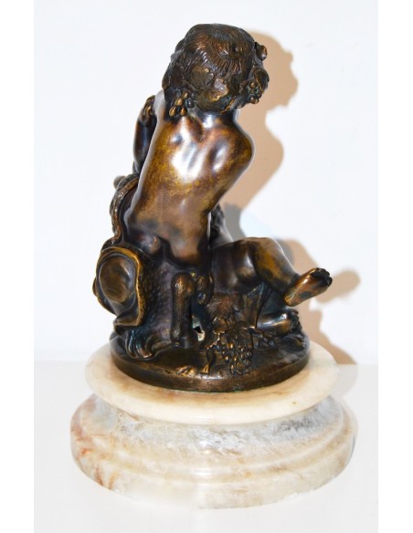 Baco con satiro, bronce del siglo XIX.