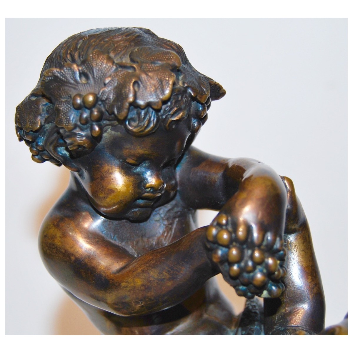 Baco con satiro, bronce del siglo XIX.