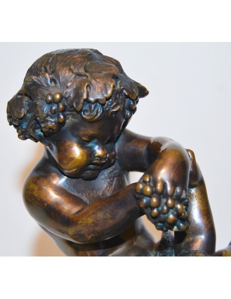 Baco con satiro, bronce del siglo XIX.