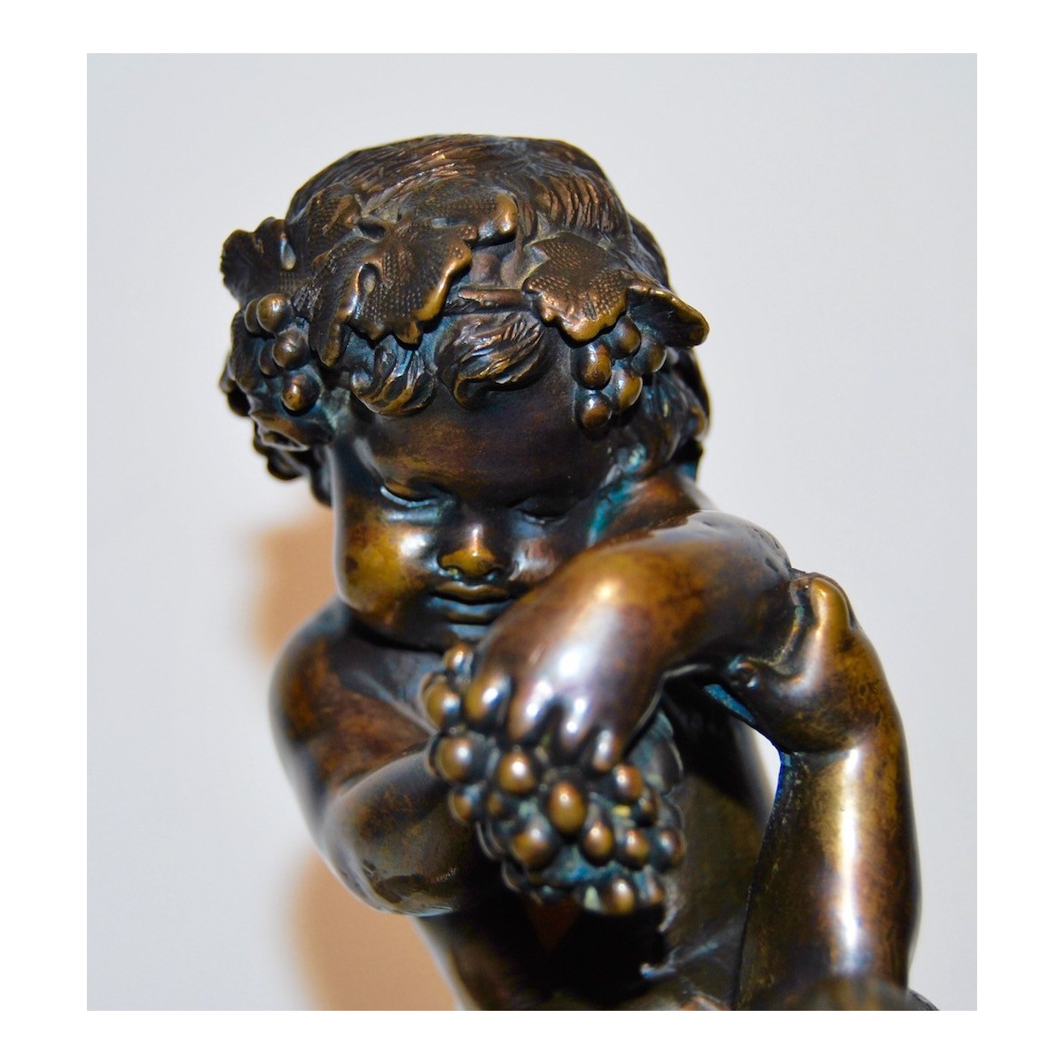 Baco con satiro, bronce del siglo XIX.