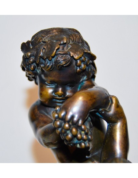 Baco con satiro, bronce del siglo XIX.