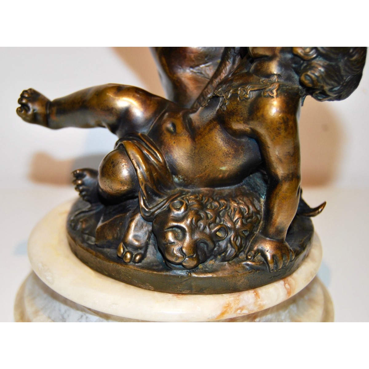 Baco con satiro, bronce del siglo XIX.