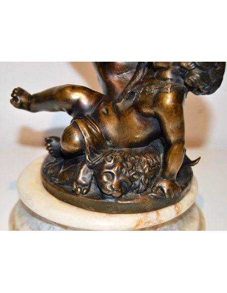 Baco con satiro, bronce del siglo XIX.