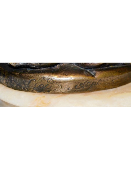 Baco con satiro, bronce del siglo XIX.