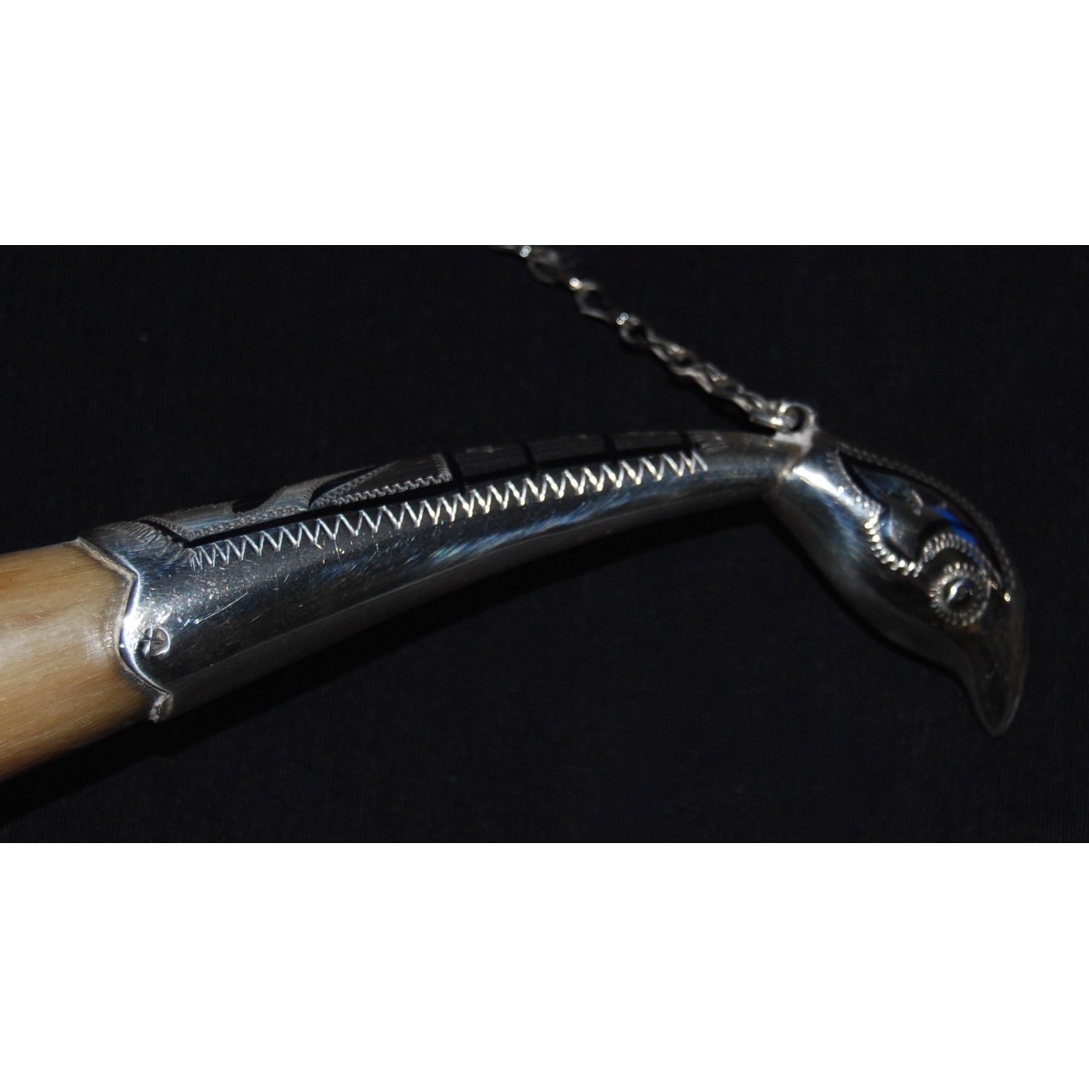 Pareja de polvoreras de asta y plata