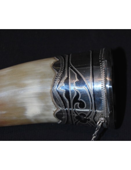 Pareja de polvoreras de asta y plata