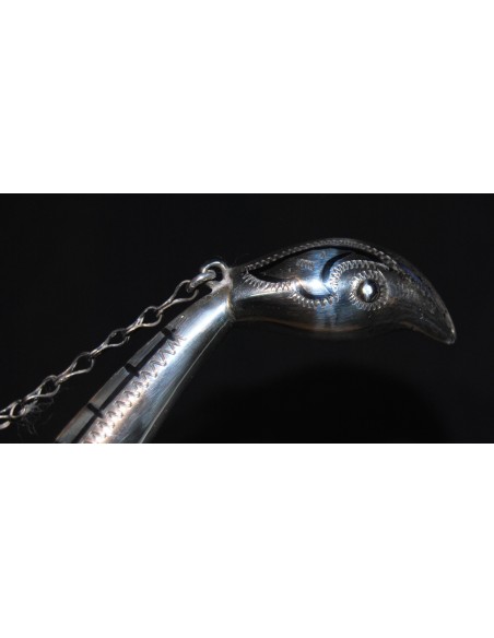 Pareja de polvoreras de asta y plata