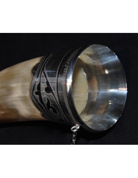 Pareja de polvoreras de asta y plata