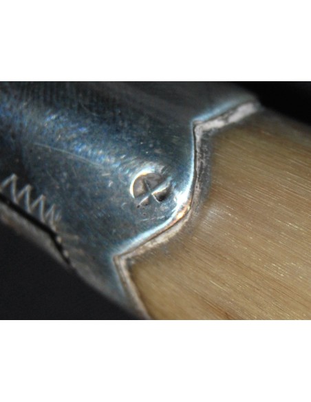 Pareja de polvoreras de asta y plata