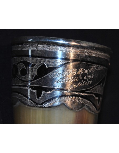 Pareja de polvoreras de asta y plata