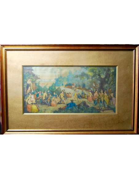 Acuarela, “Banquete nupcial”, Francia, siglo XVIII