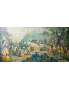 Acuarela, “Banquete nupcial”, Francia, siglo XVIII 2