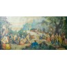 Acuarela, “Banquete nupcial”, Francia, siglo XVIII