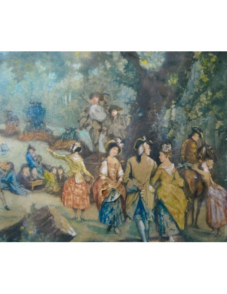 Acuarela, “Banquete nupcial”, Francia, siglo XVIII