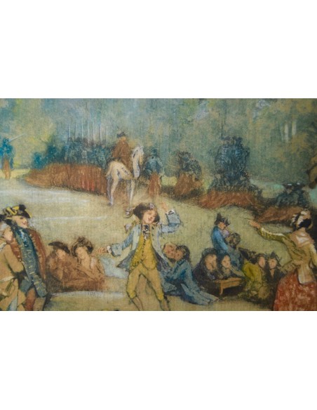 Acuarela, “Banquete nupcial”, Francia, siglo XVIII