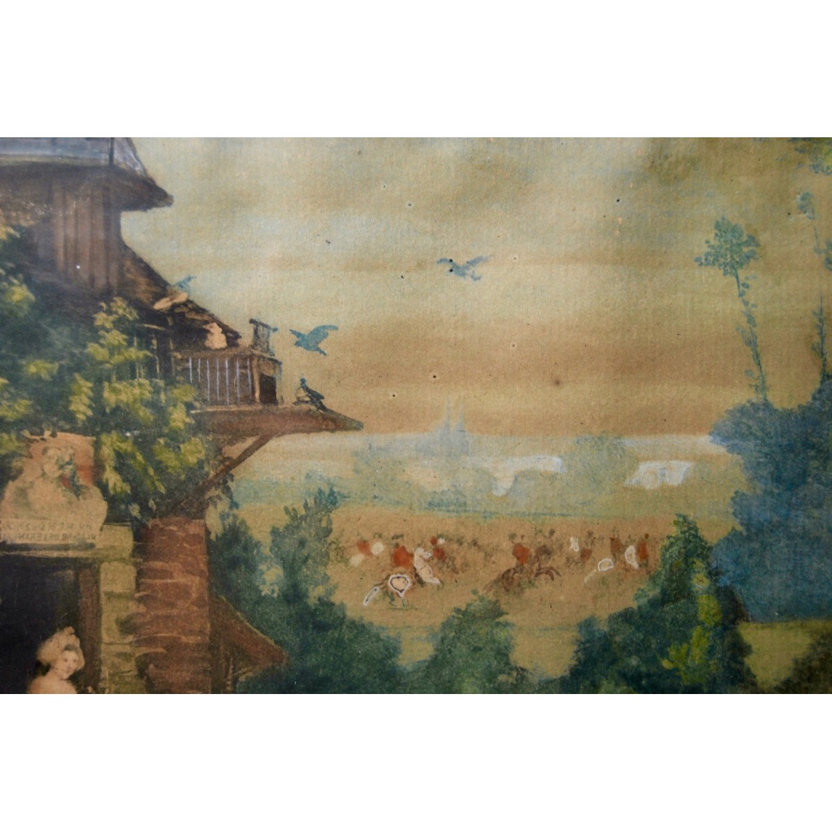 Acuarela, “Banquete nupcial”, Francia, siglo XVIII