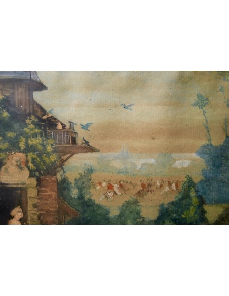 Acuarela, “Banquete nupcial”, Francia, siglo XVIII