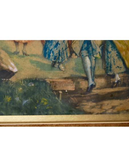 Acuarela, “Banquete nupcial”, Francia, siglo XVIII