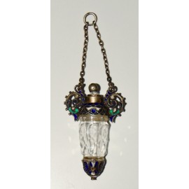 Pendant/perfume bottle crystal and silver