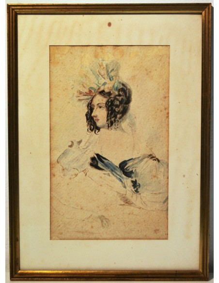 Retrato de dama, acuarela de 1923.