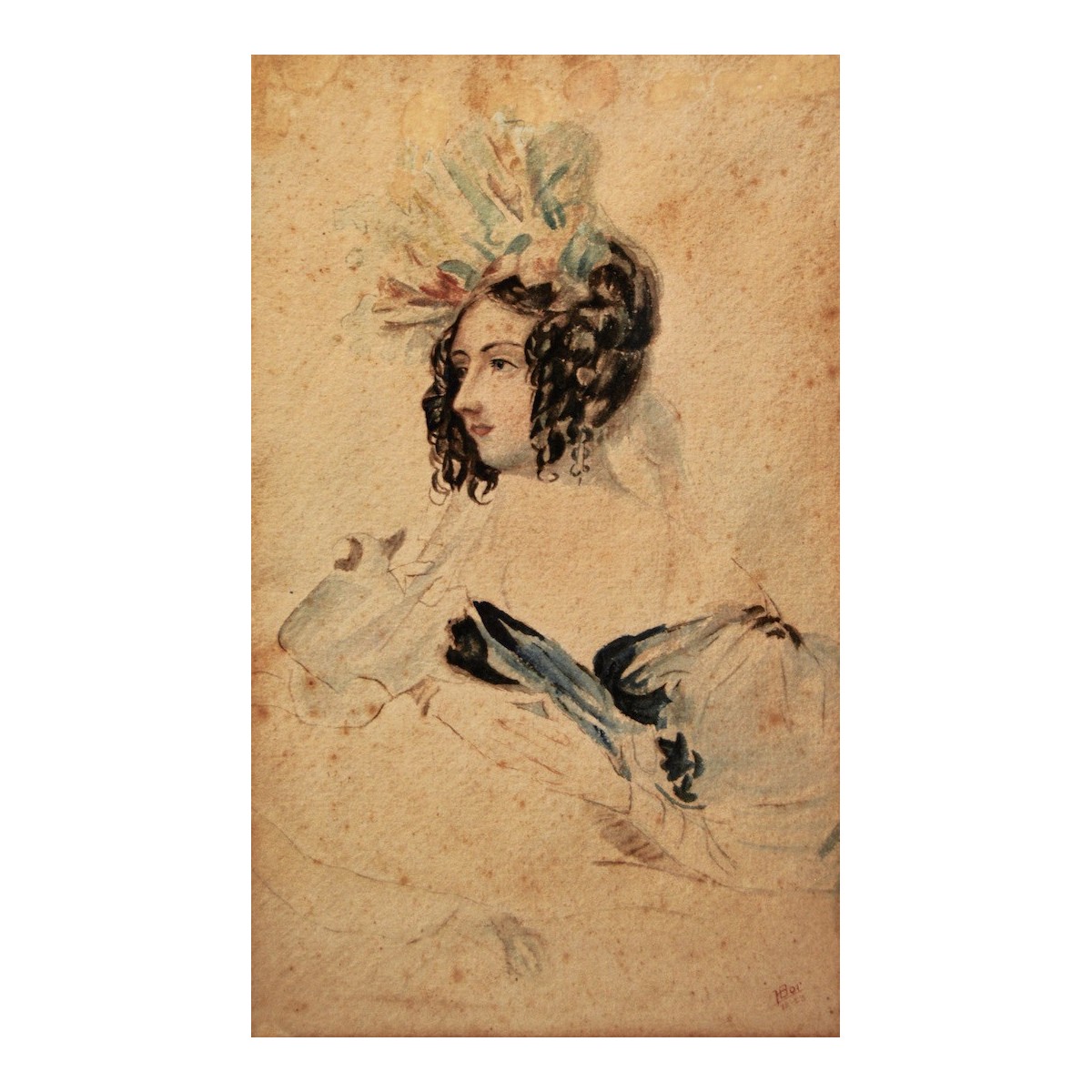 Retrato de dama, acuarela de 1923.