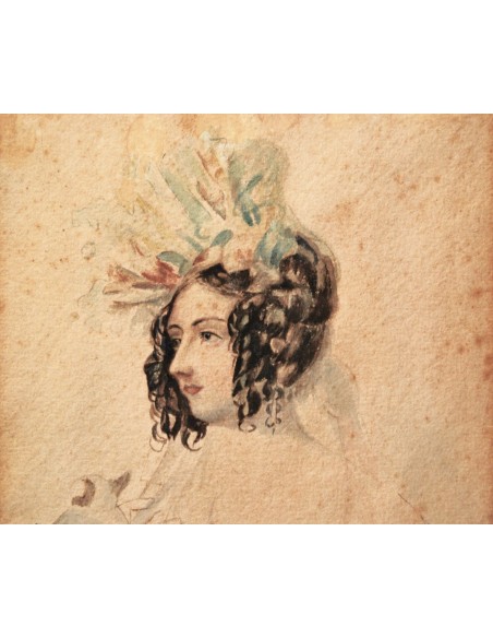 Retrato de dama, acuarela de 1923.