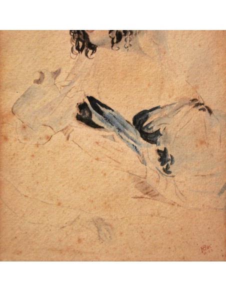 Retrato de dama, acuarela de 1923.