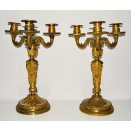 Pair of golden bronze candelabra 19th