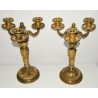 Coppia di candelabri di bronzo dorato