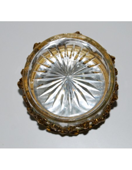 Caja de cristal y bronce con miniatura del siglo XIX