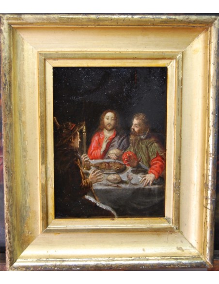 “Cena de Émaus”, óleo sobre cobre del siglo XVII