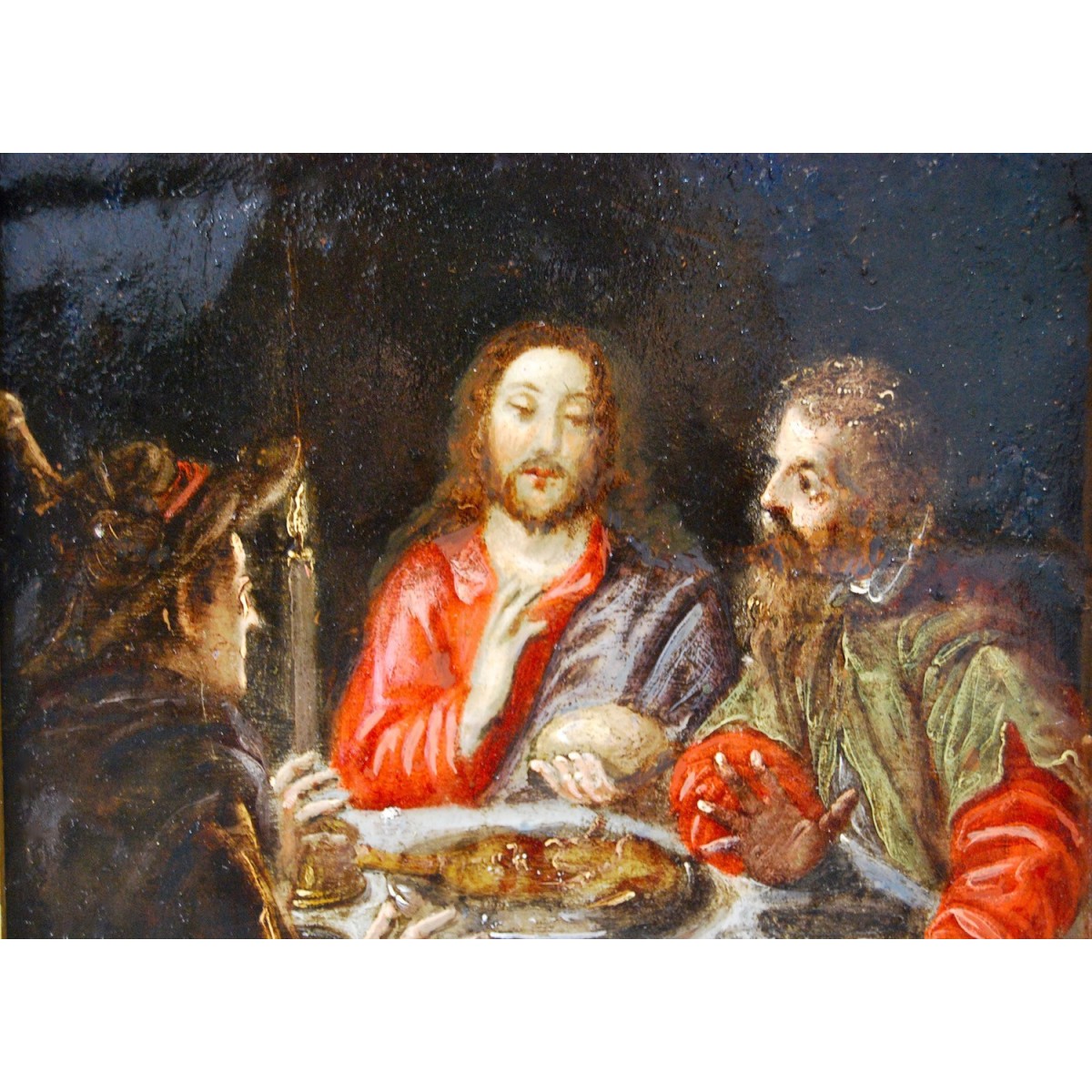 “Cena de Émaus”, óleo sobre cobre del siglo XVII